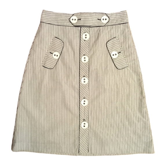 Tibi womens beige a-line striped button front skirt Size 8 - Picture 10 of 10